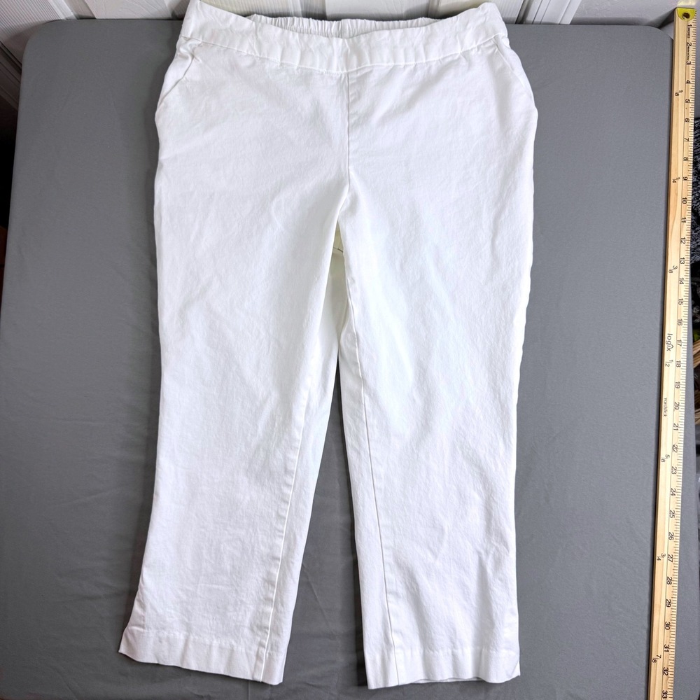 Isaac Mizrahi Live! White Capri Pants Petite 12P Elastic Waist Stretch Cropped